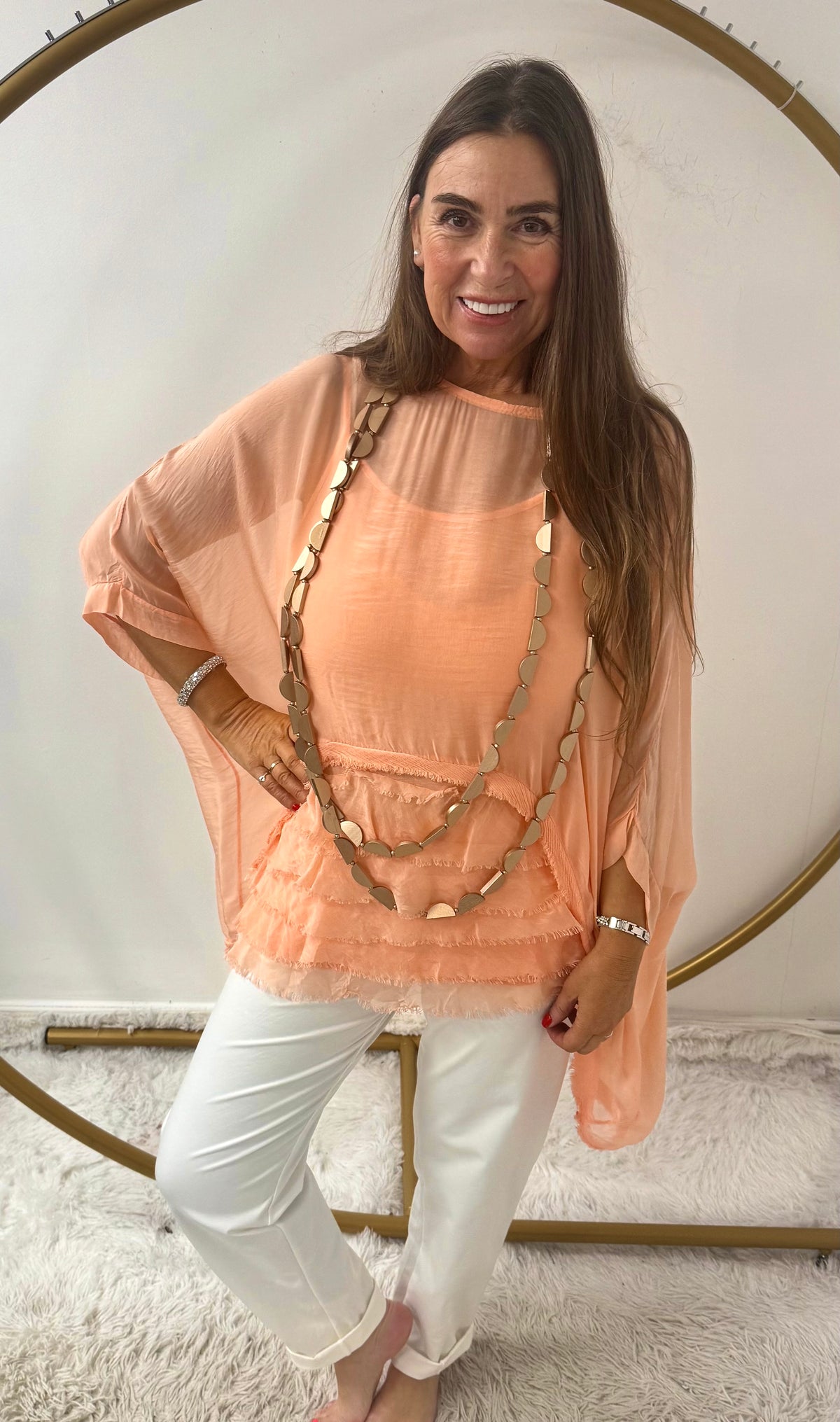 Ruffle double silk top