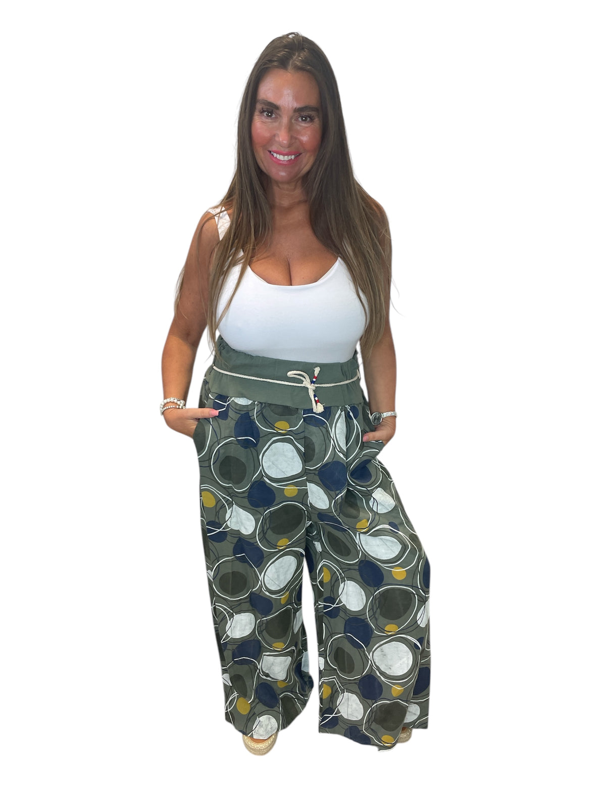 Khaki Wide Leg Pants