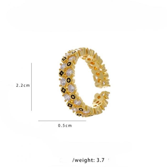 Adjustable Ring with Crystals Details in Gold