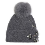 Elegant Pompom Hat with Sparkling Jewels