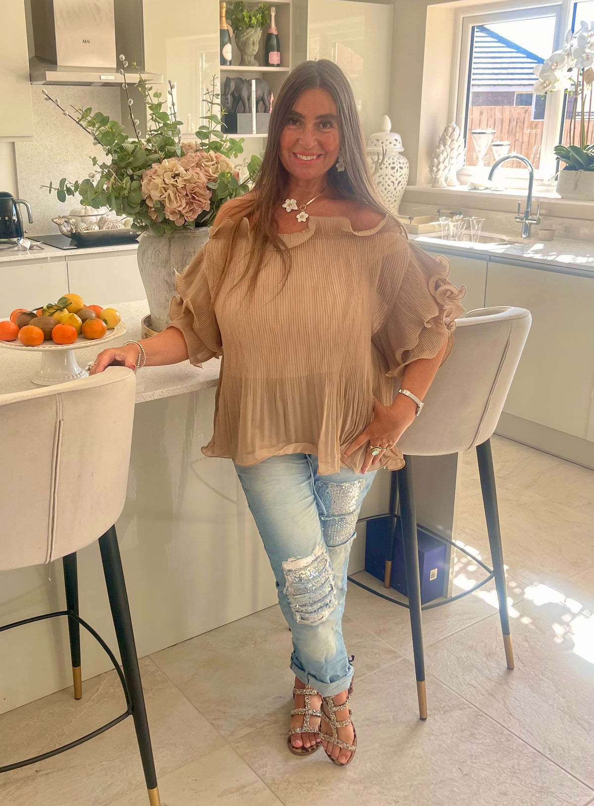 Lux Spanish double frill top