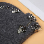 Elegant Pompom Hat with Sparkling Jewels