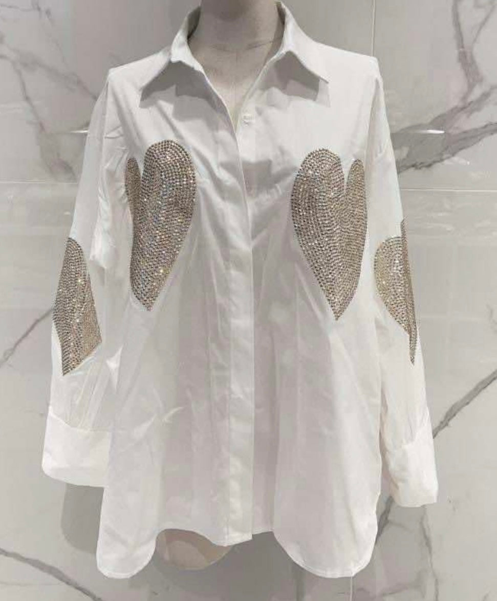 Gold Studded Heart Shirt