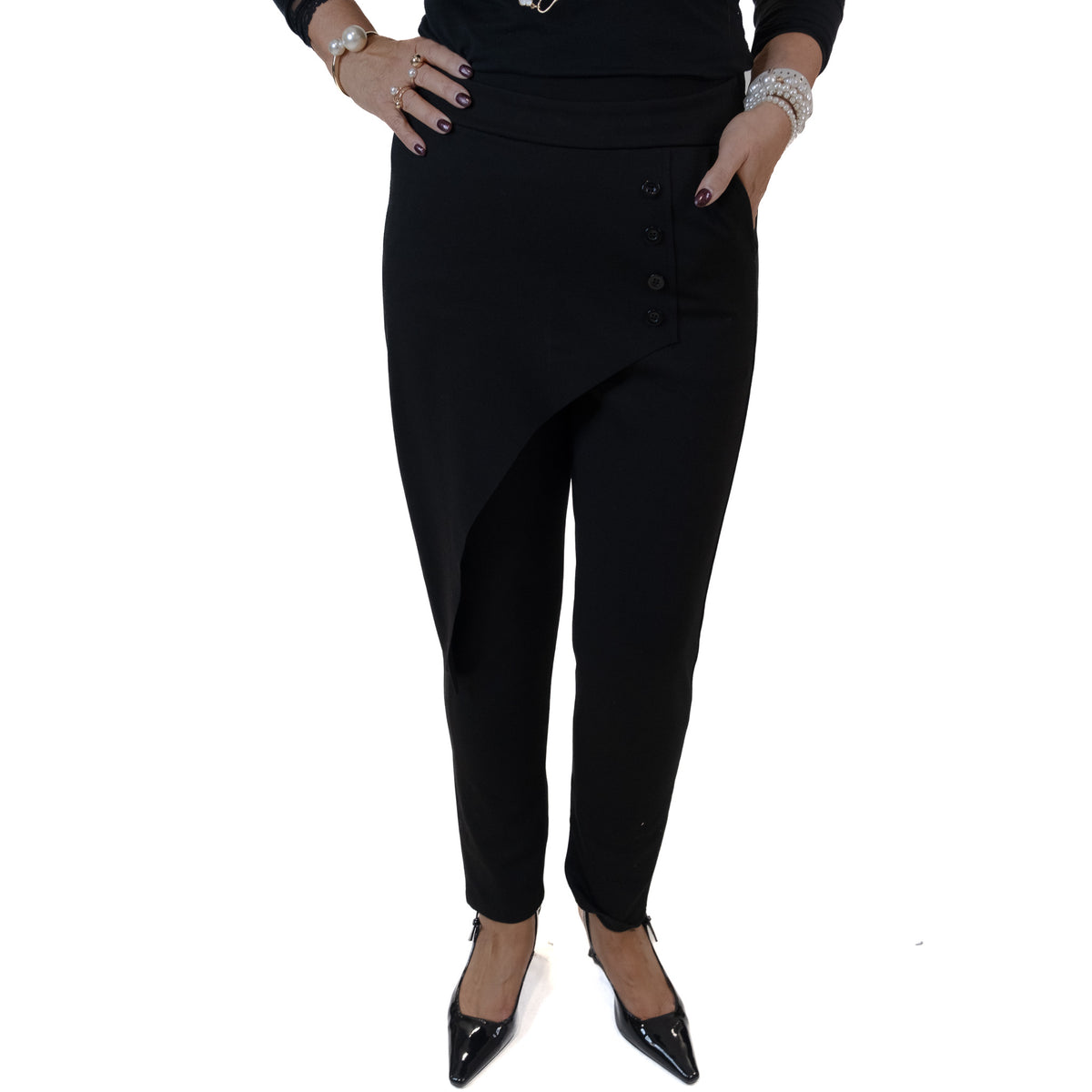 Black Pants with Button Panel