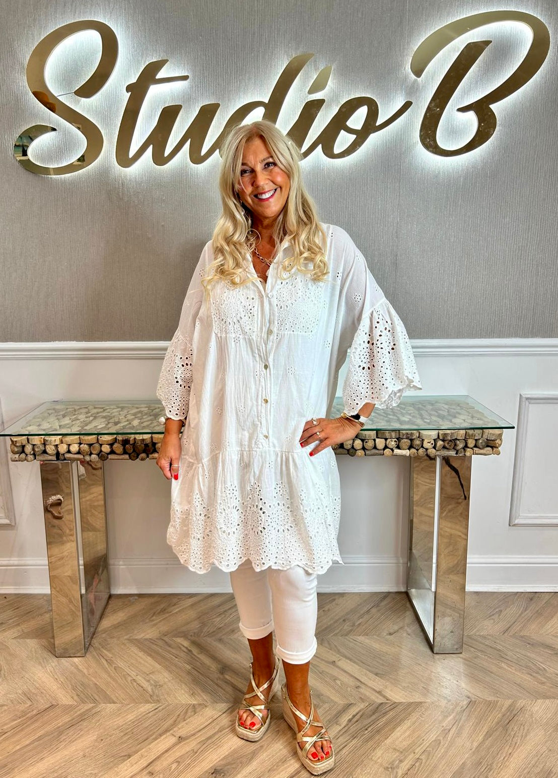Curvy Broidery Anglaise Baby Doll Dress