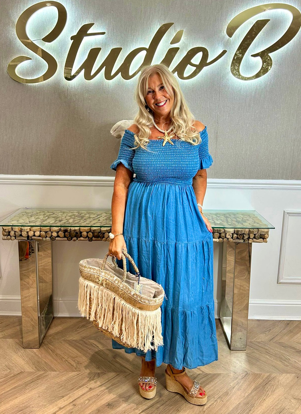 Chambray Elasticated Bardot