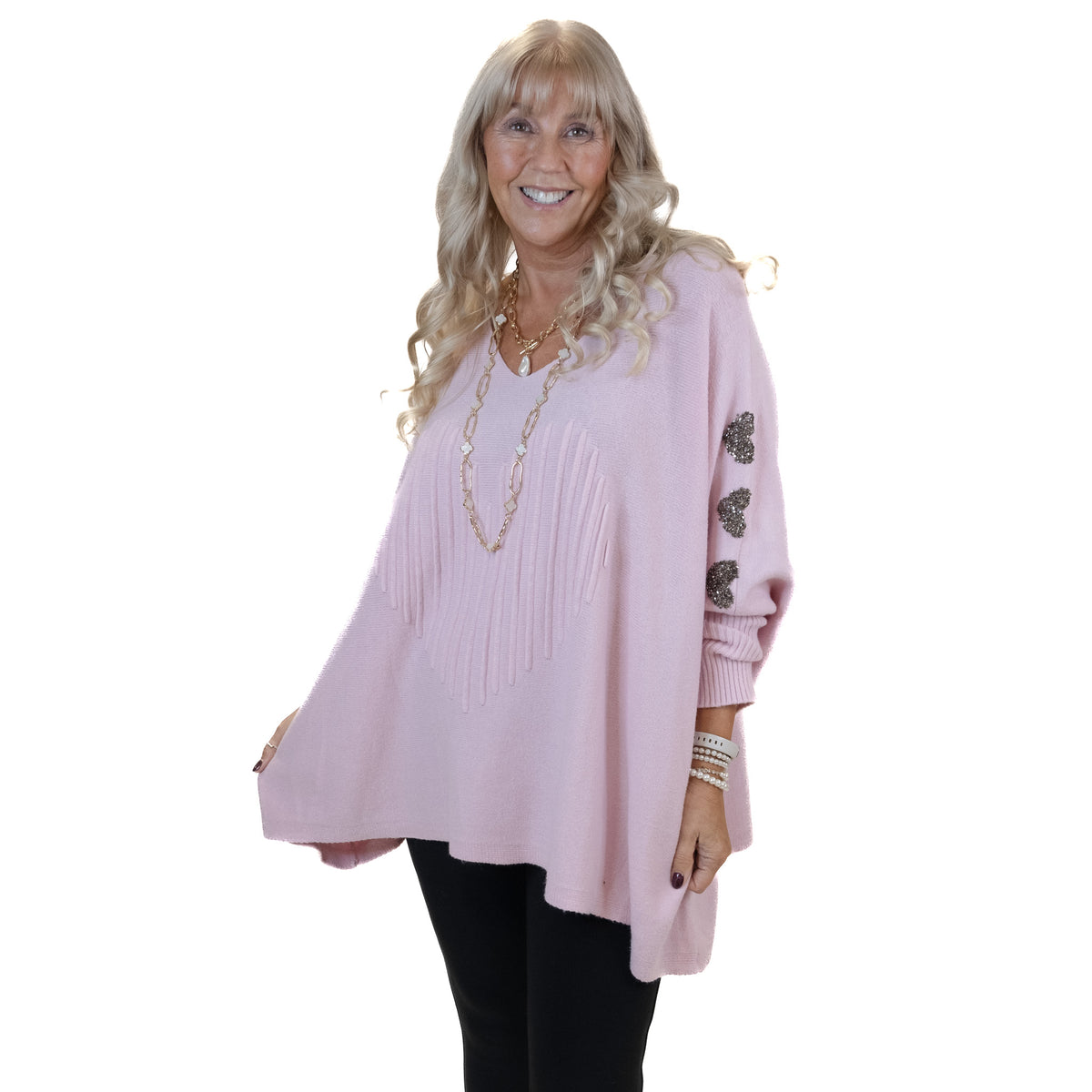 Bling Heart Poncho Jumper