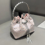 Crystals Stones Bucket Bag in Pink
