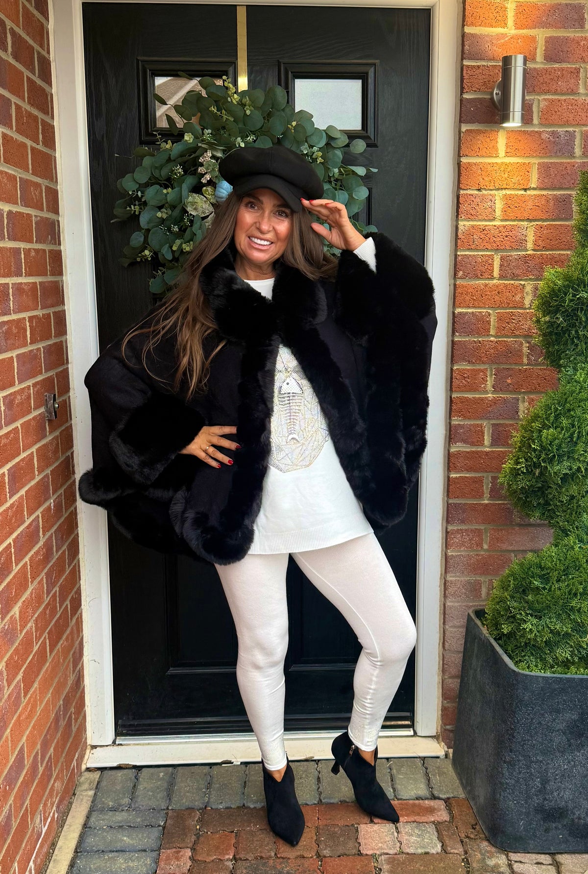 Luxury knit faux fur wrap