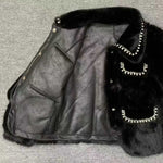 Luxurious Black Faux Fur Pearlies Embellished Jacket