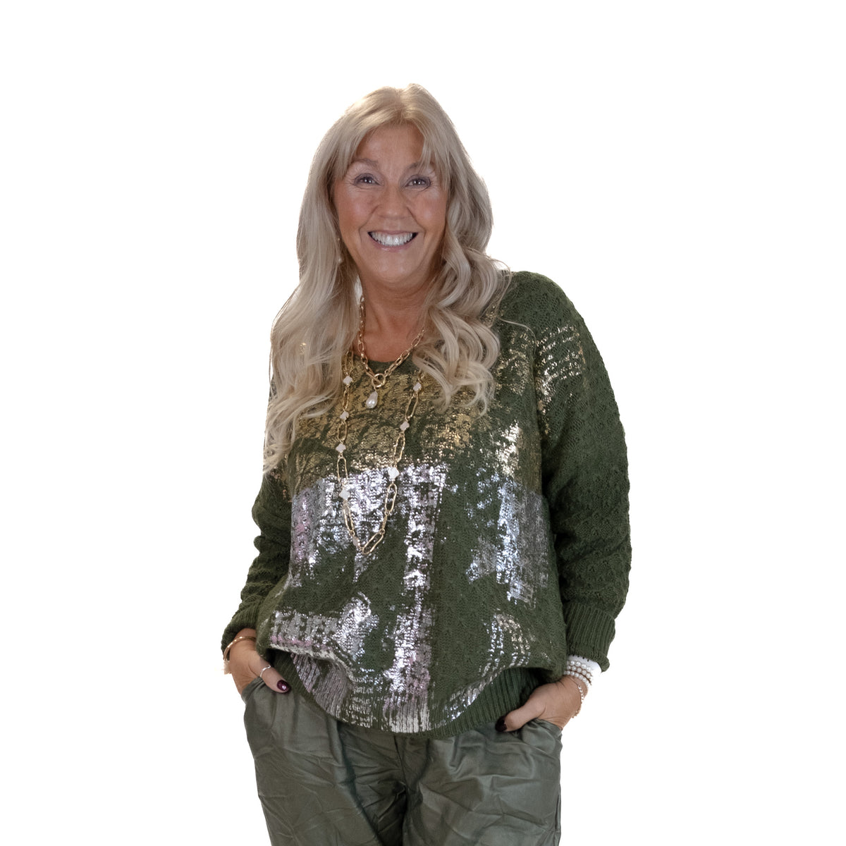 Gold/Silver Foil V Neck Jumper