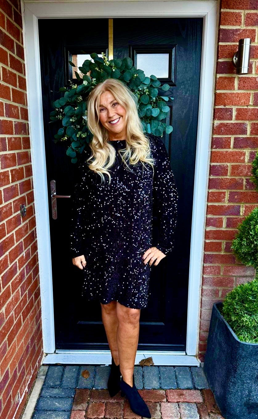 Midnight Black sparkle sequin dress