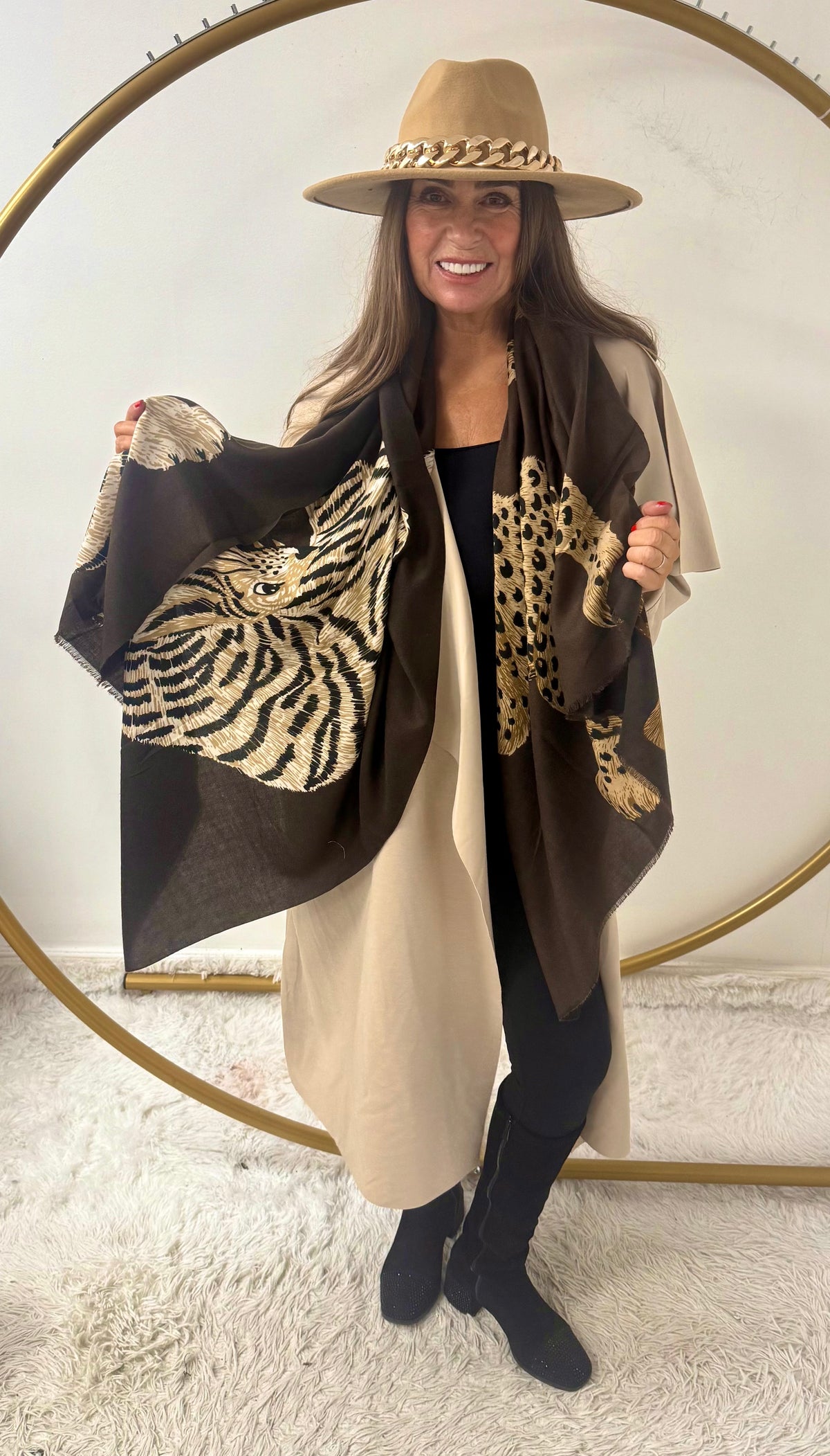 Chocolate leopard scarf