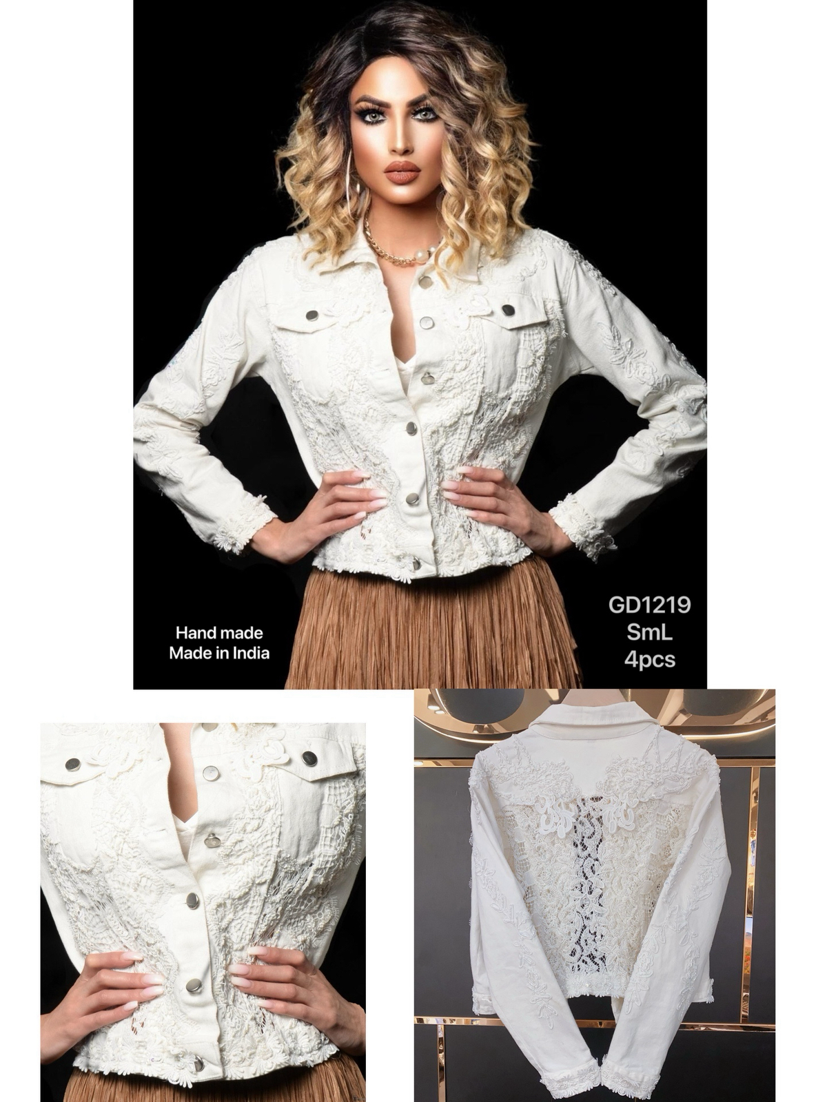 Luxury White Jewelled Denim Jacket