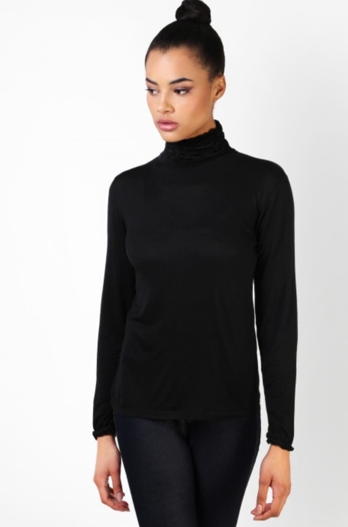 Ruffle Polo Neck