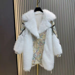 Sequin Amara Chain Embellished Coat in Cream