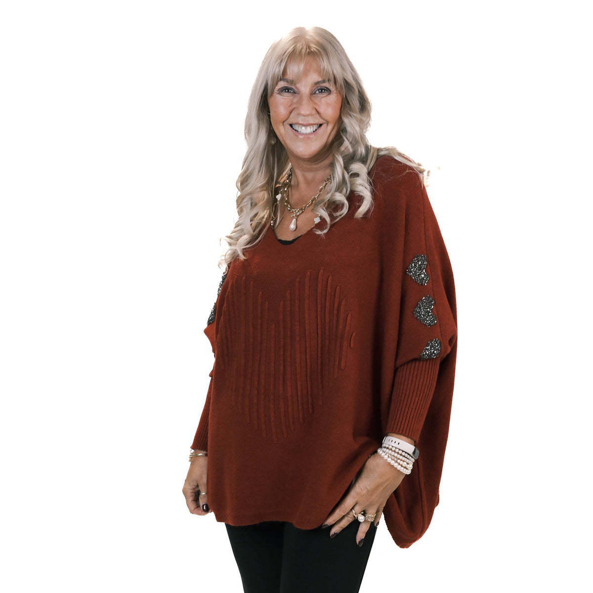 Bling Heart Poncho Jumper