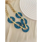 Chunky Chain Necklace with Pave Crystals in Blue
