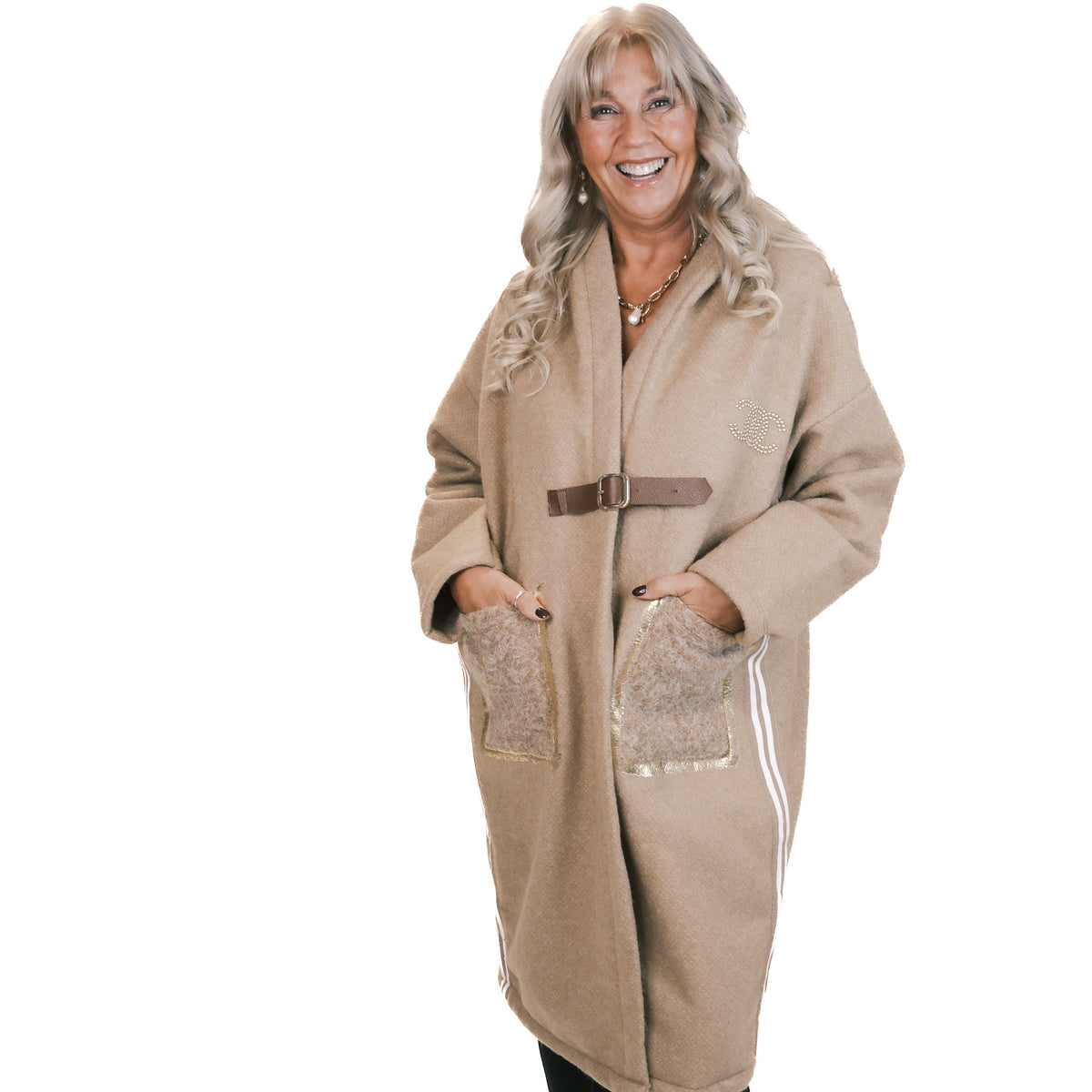 Buckle Fastening CC Hooded Coat