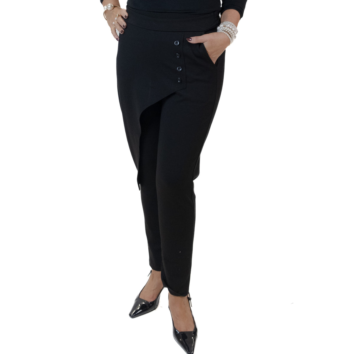 Black Pants with Button Panel