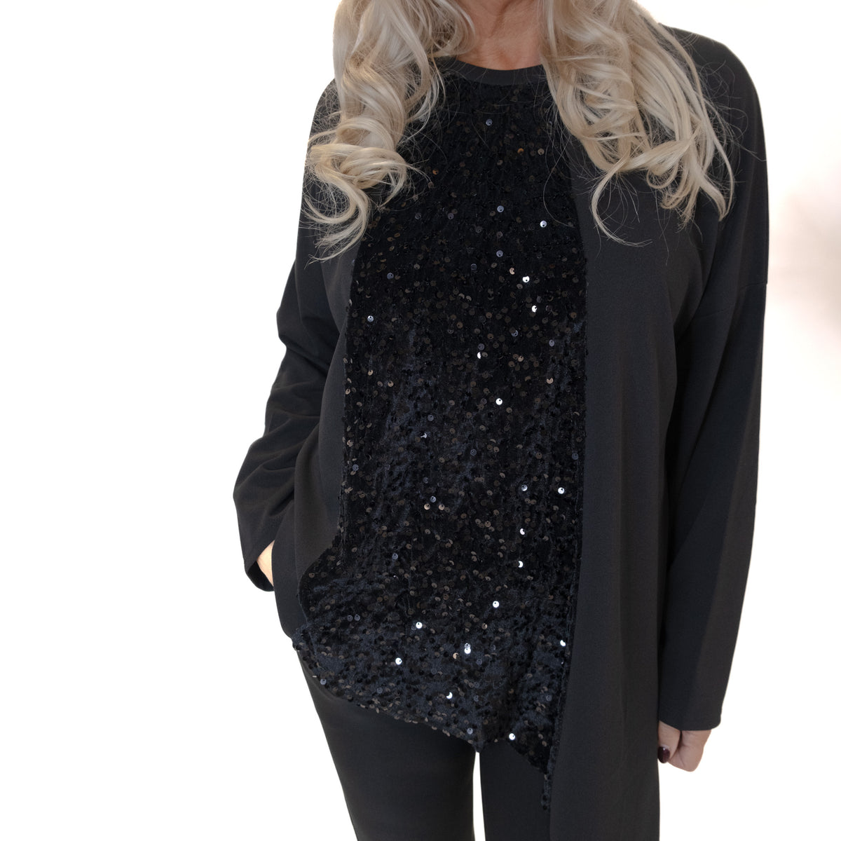 Velour & Sequin Panel Top