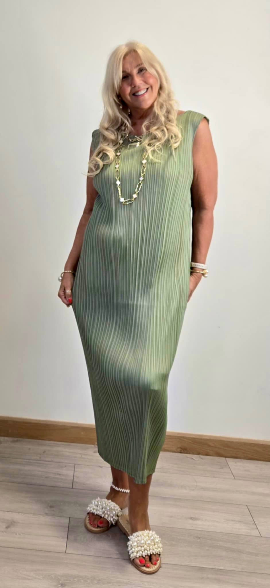 Pleated long dress