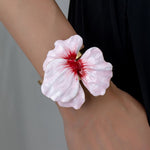 Pink and Red Enamel Floral Cuff Bracelet