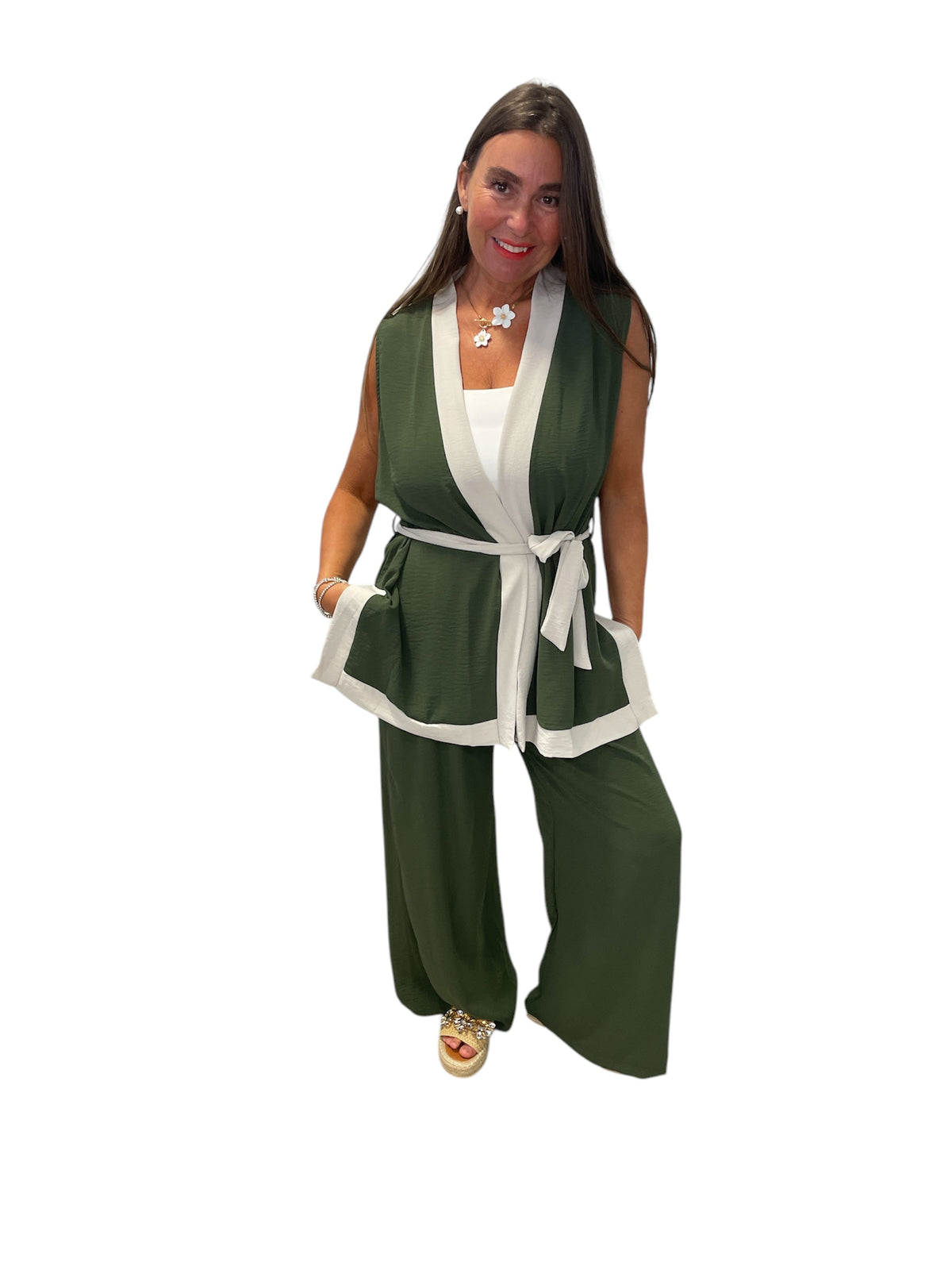 Green and Cream waist coat suit
