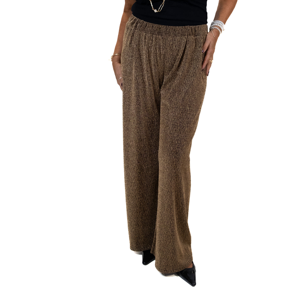 Wide Leg Lurex Trousers