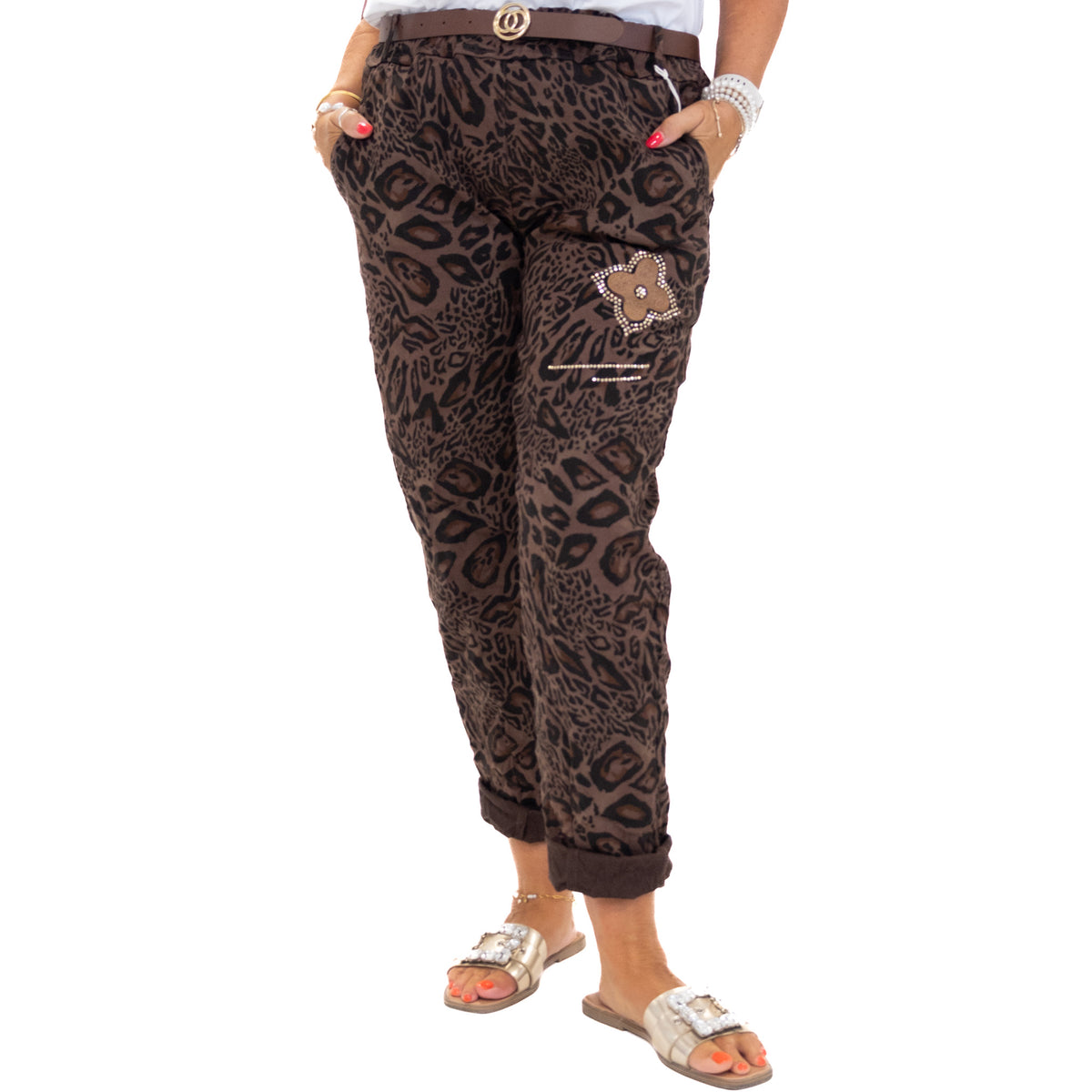 Animal Print Belted Magic Pants