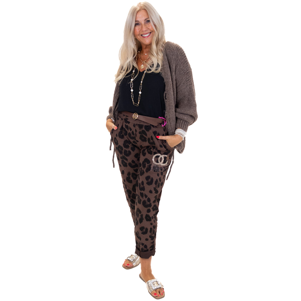 Animal Print Belted Magic Pants