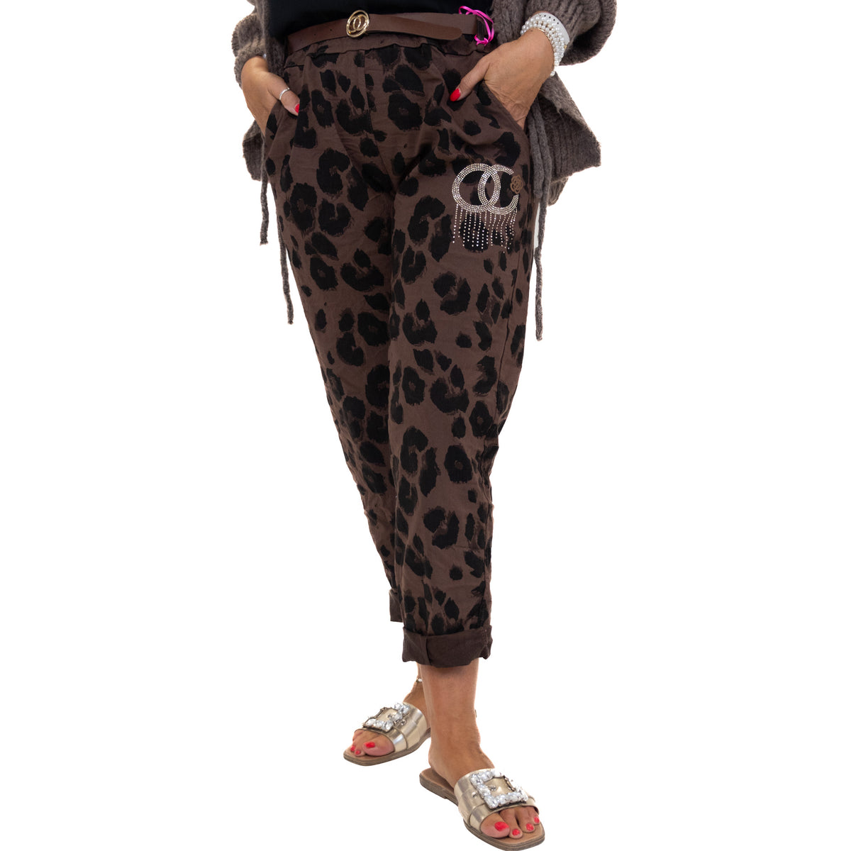 Animal Print Belted Magic Pants