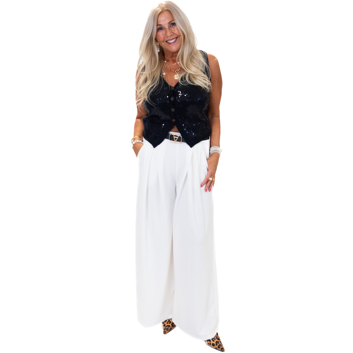 Belted Wide Leg Trousers