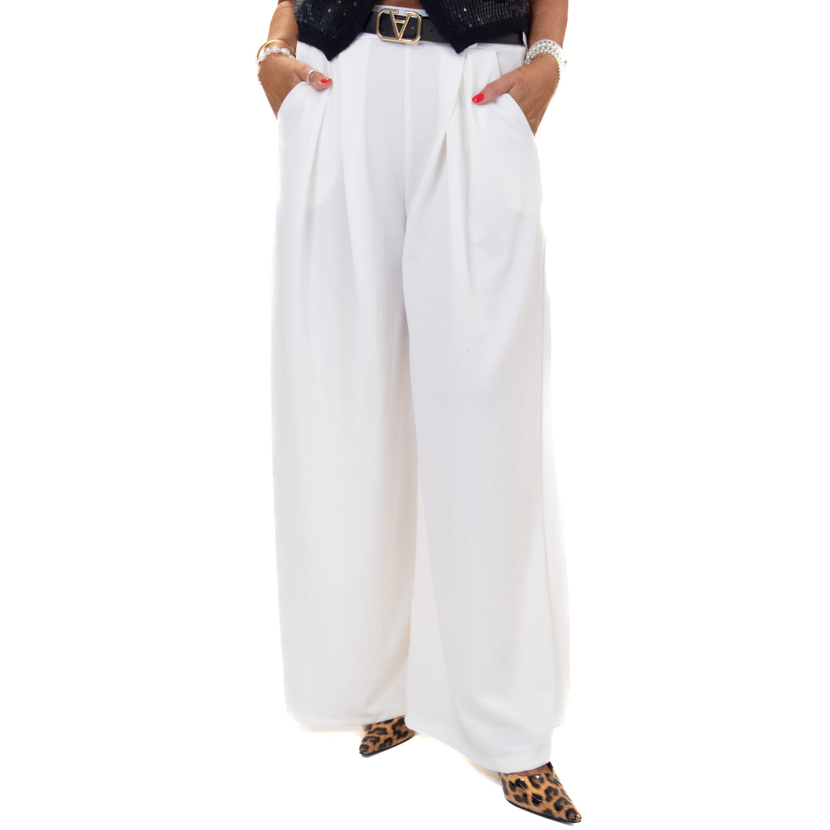 Belted Wide Leg Trousers