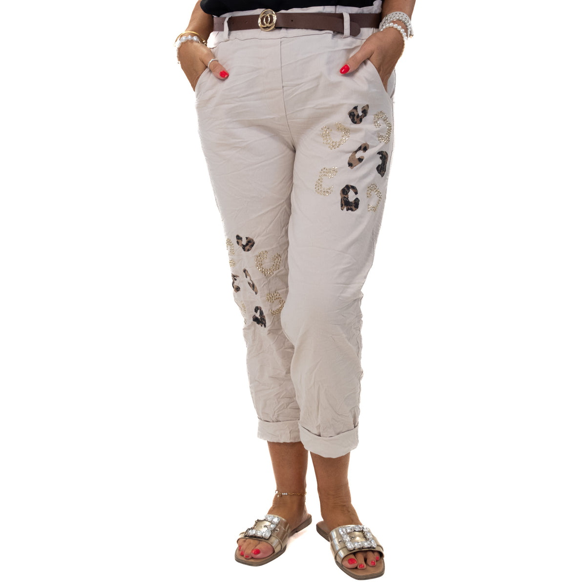 Animal Print Belted Magic Pants