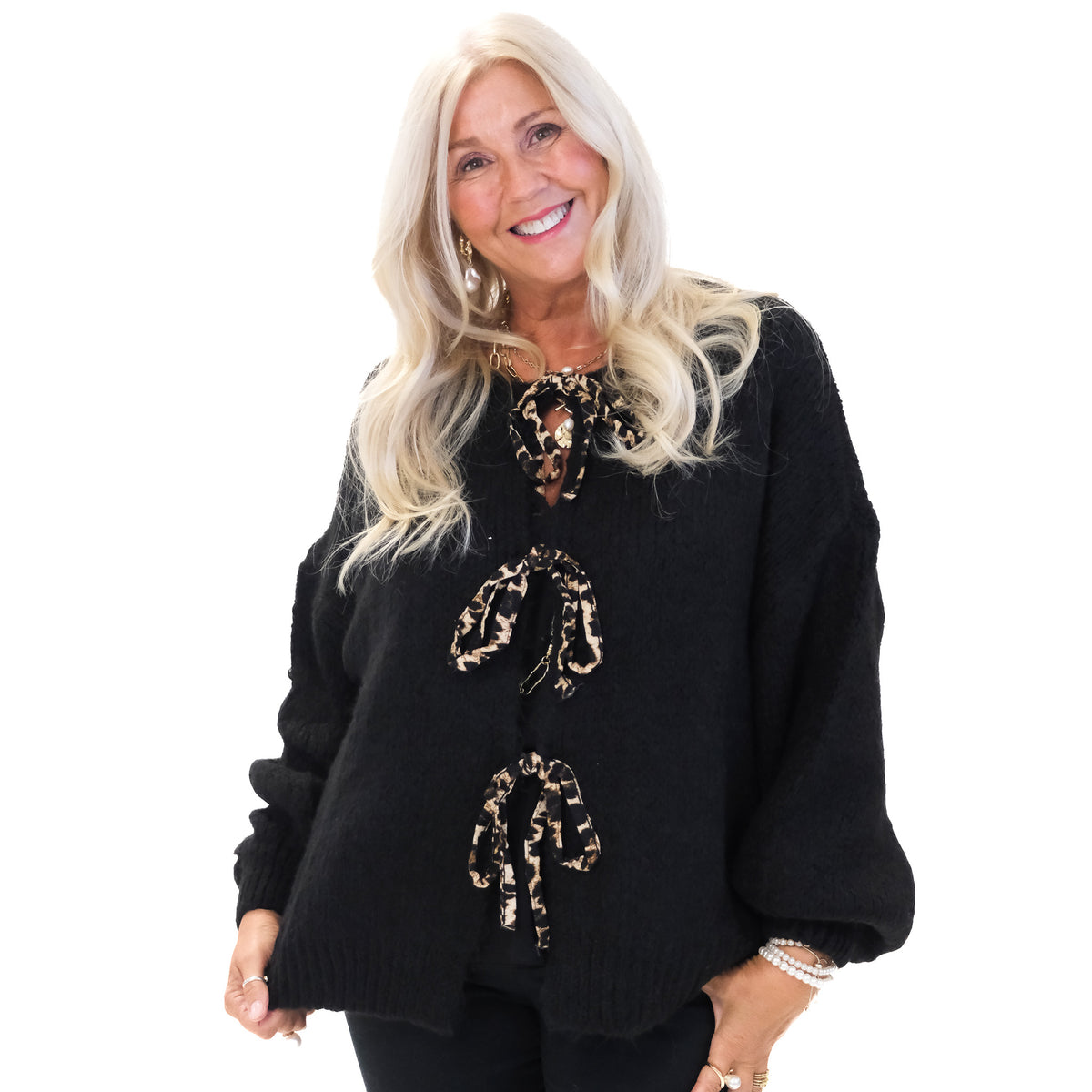 Leopard Tie Front Cardigan