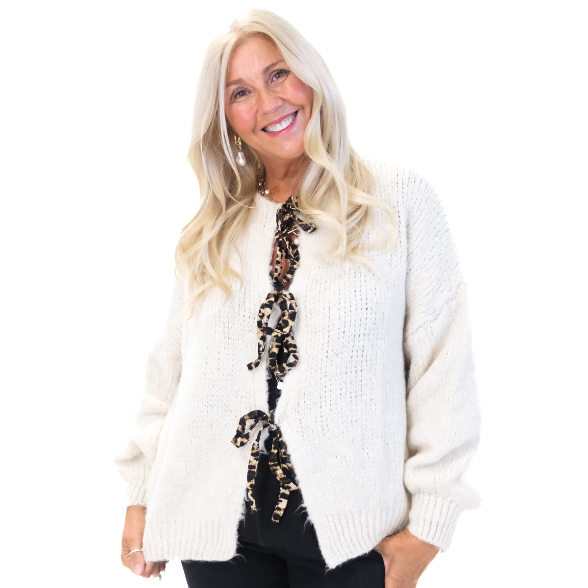 Leopard Tie Front Cardigan