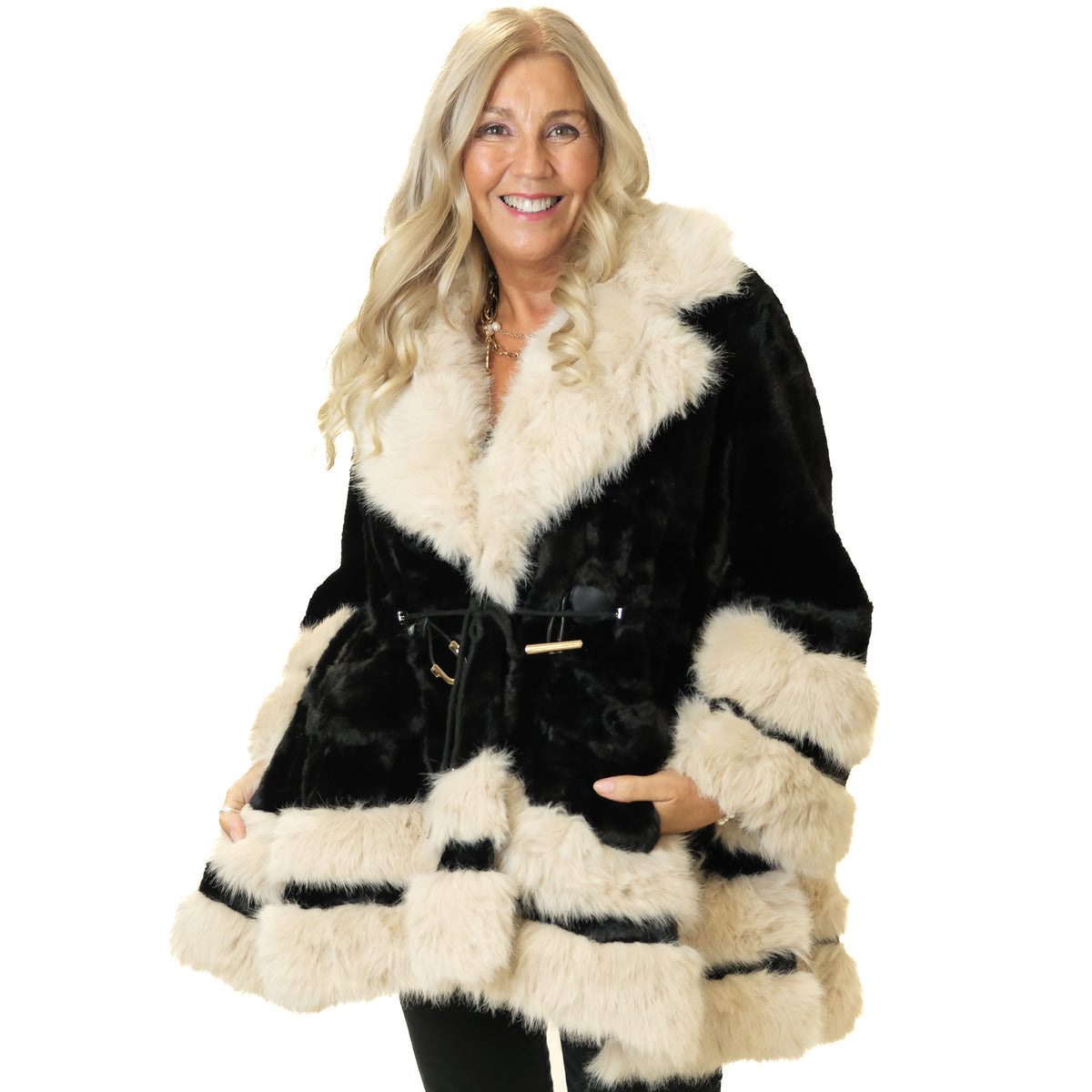 Faux Fur Skater Coat