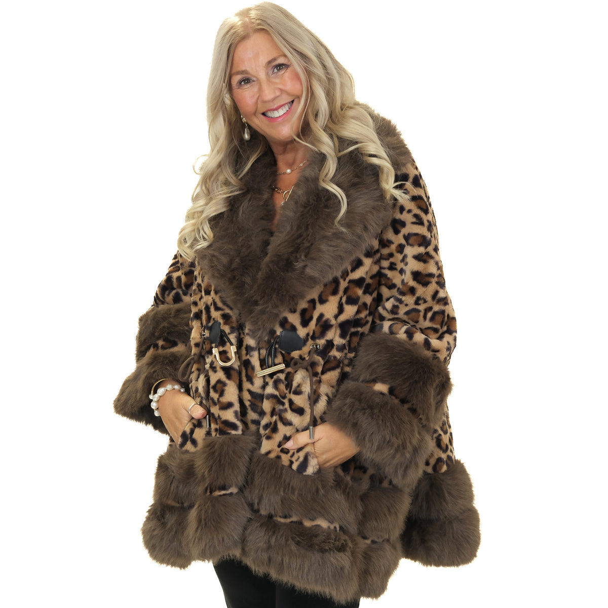 Faux Fur Skater Coat