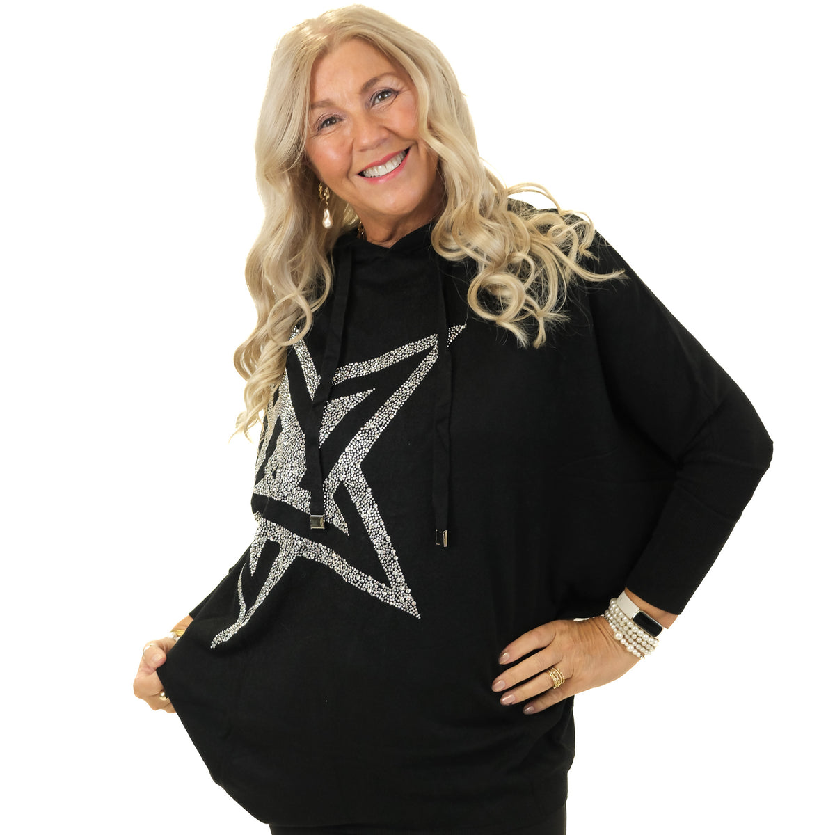 Crystal Double Star Knit Hoodie