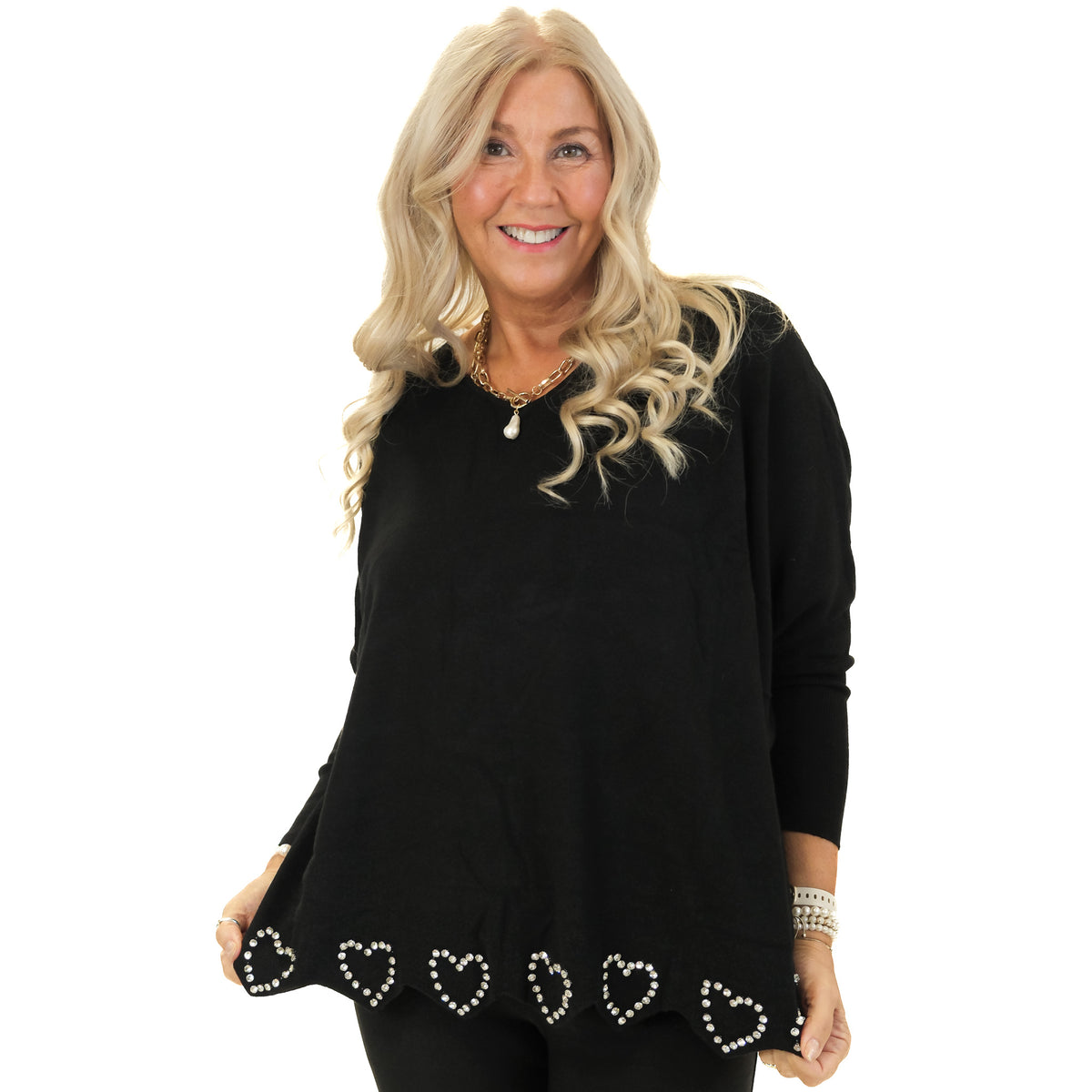 Diamante Heart Trim Jumper