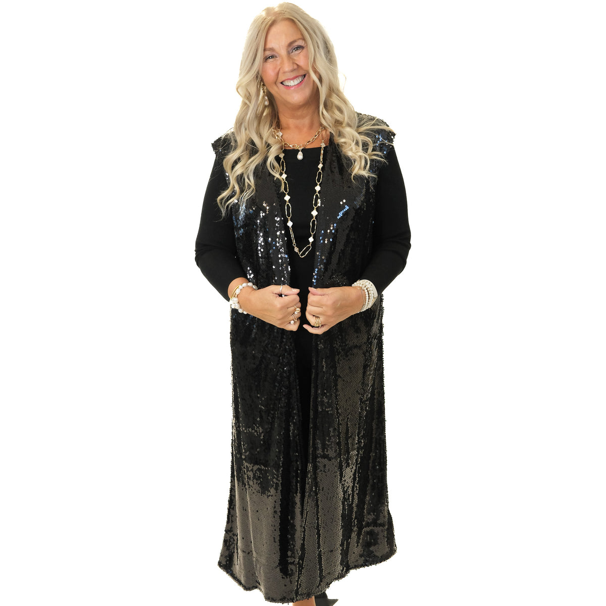 Malissa J Long Sequin Waistcoat