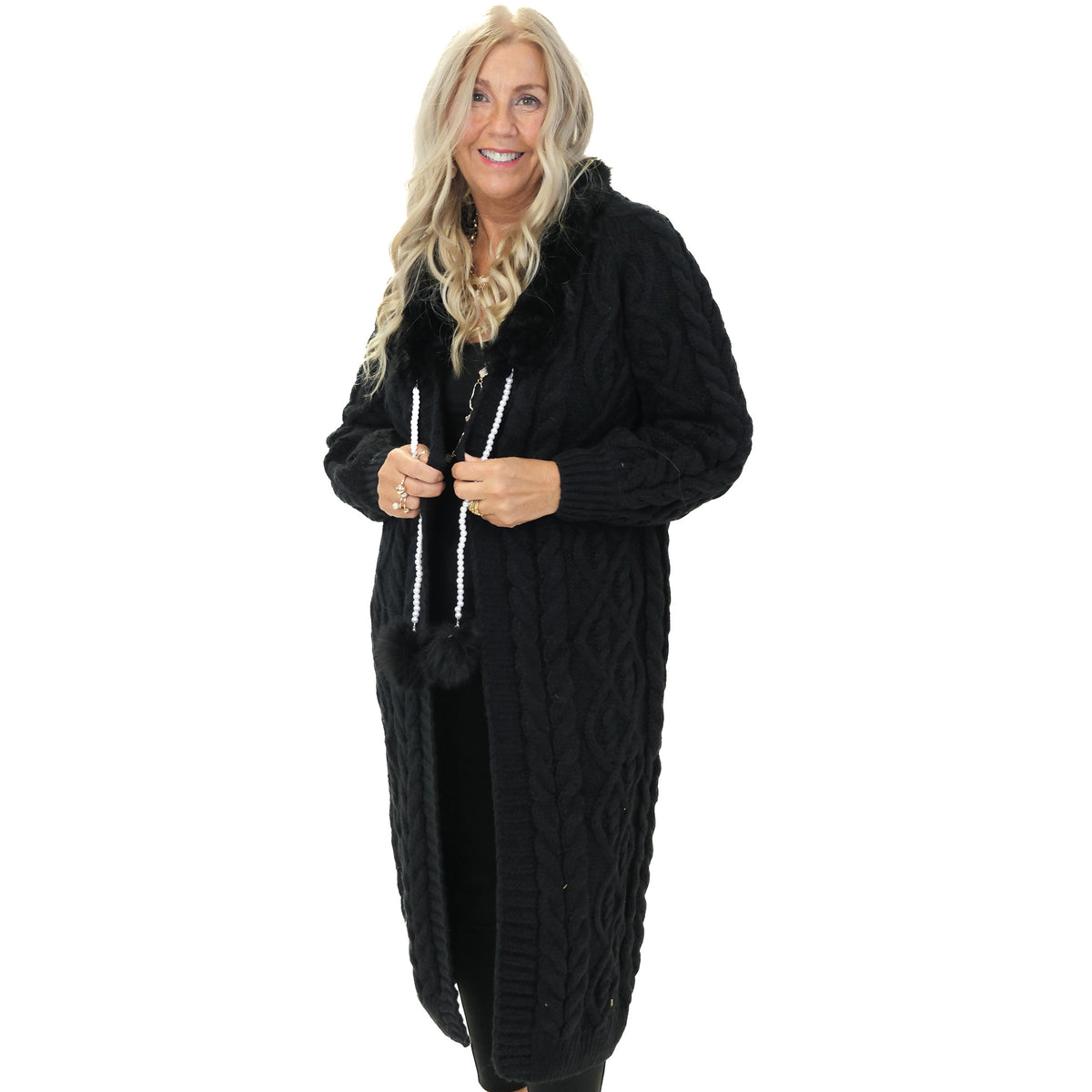 Long Cable Knit Cardigan