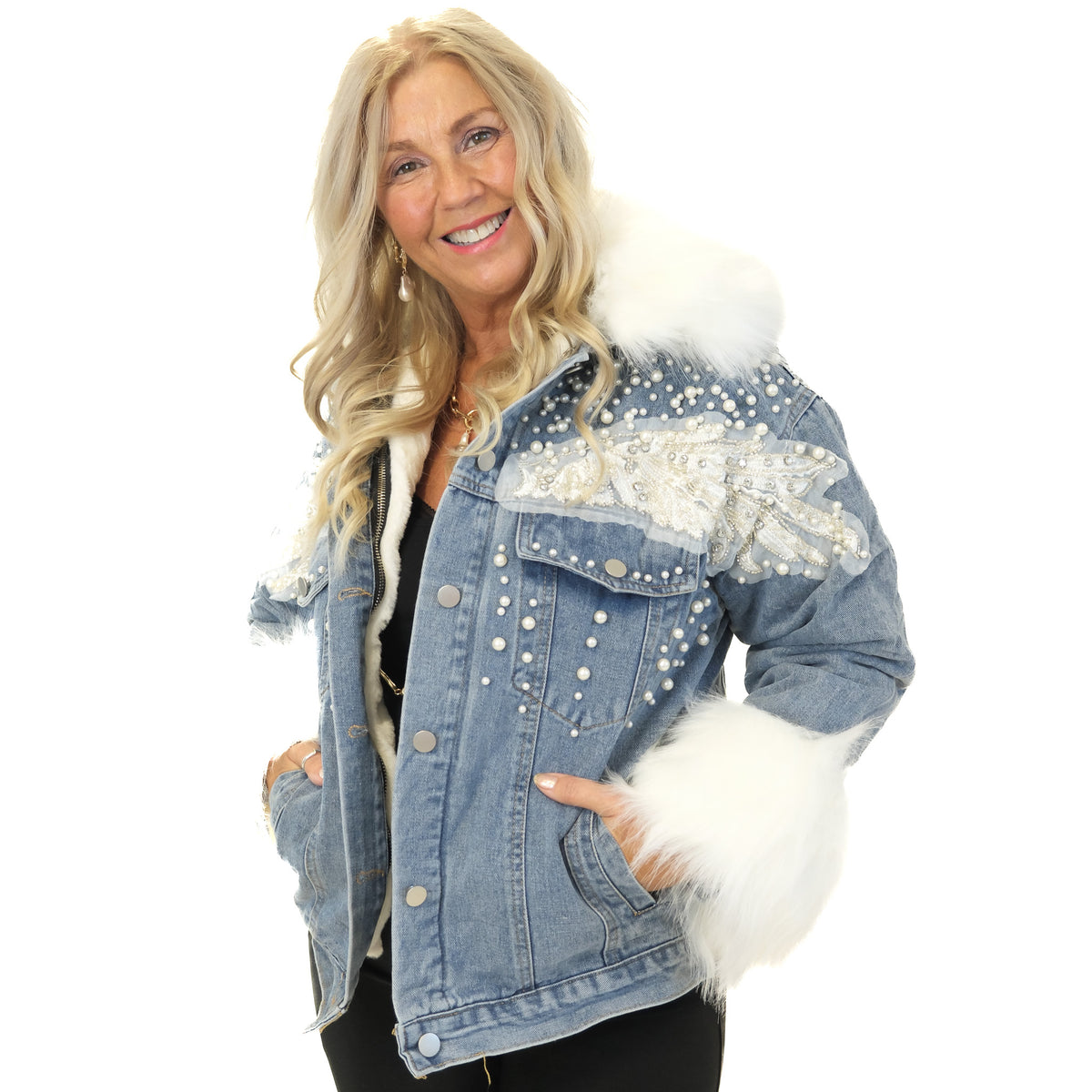 Faux Fur Denim Jacket