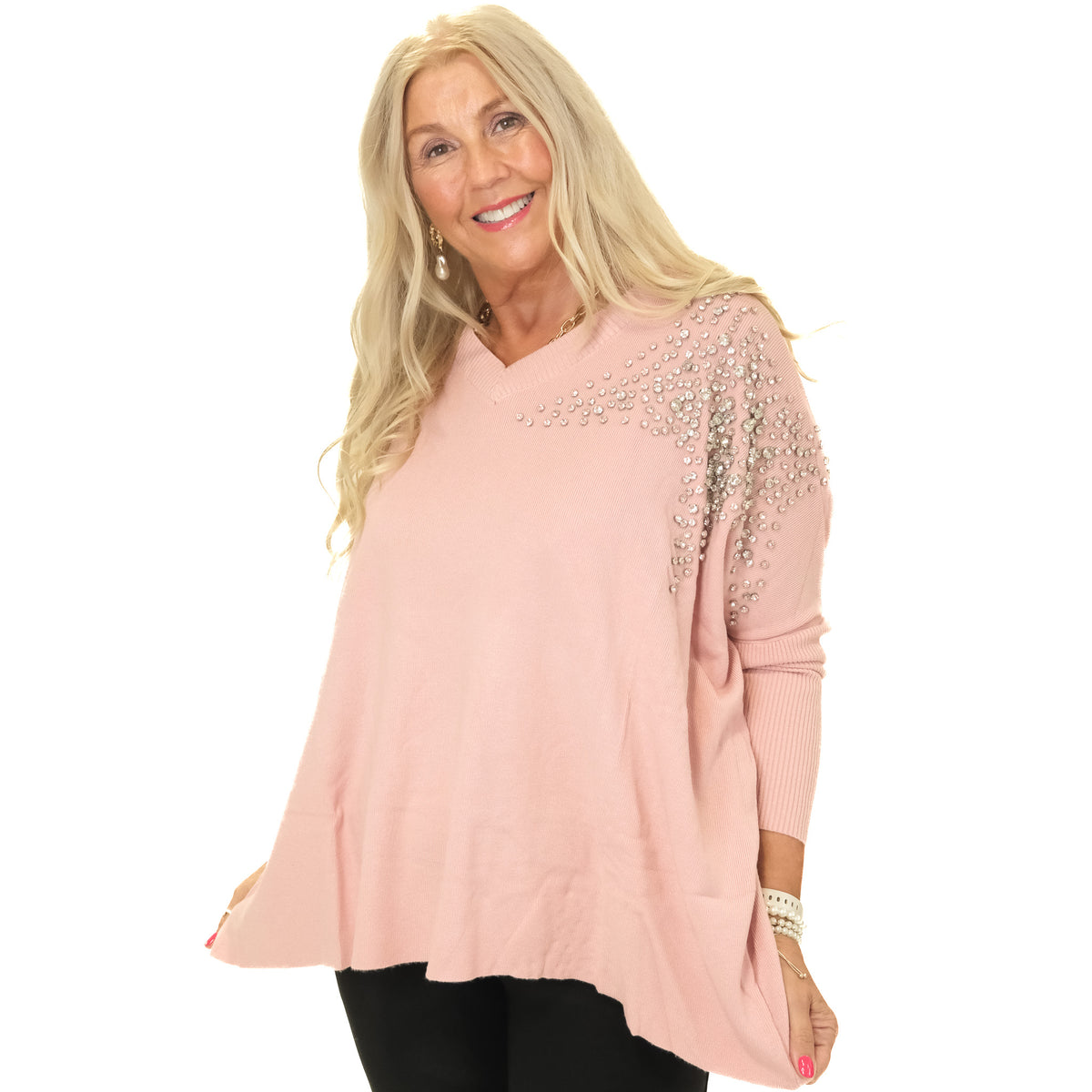 Pink Diamante Half Star Jumper