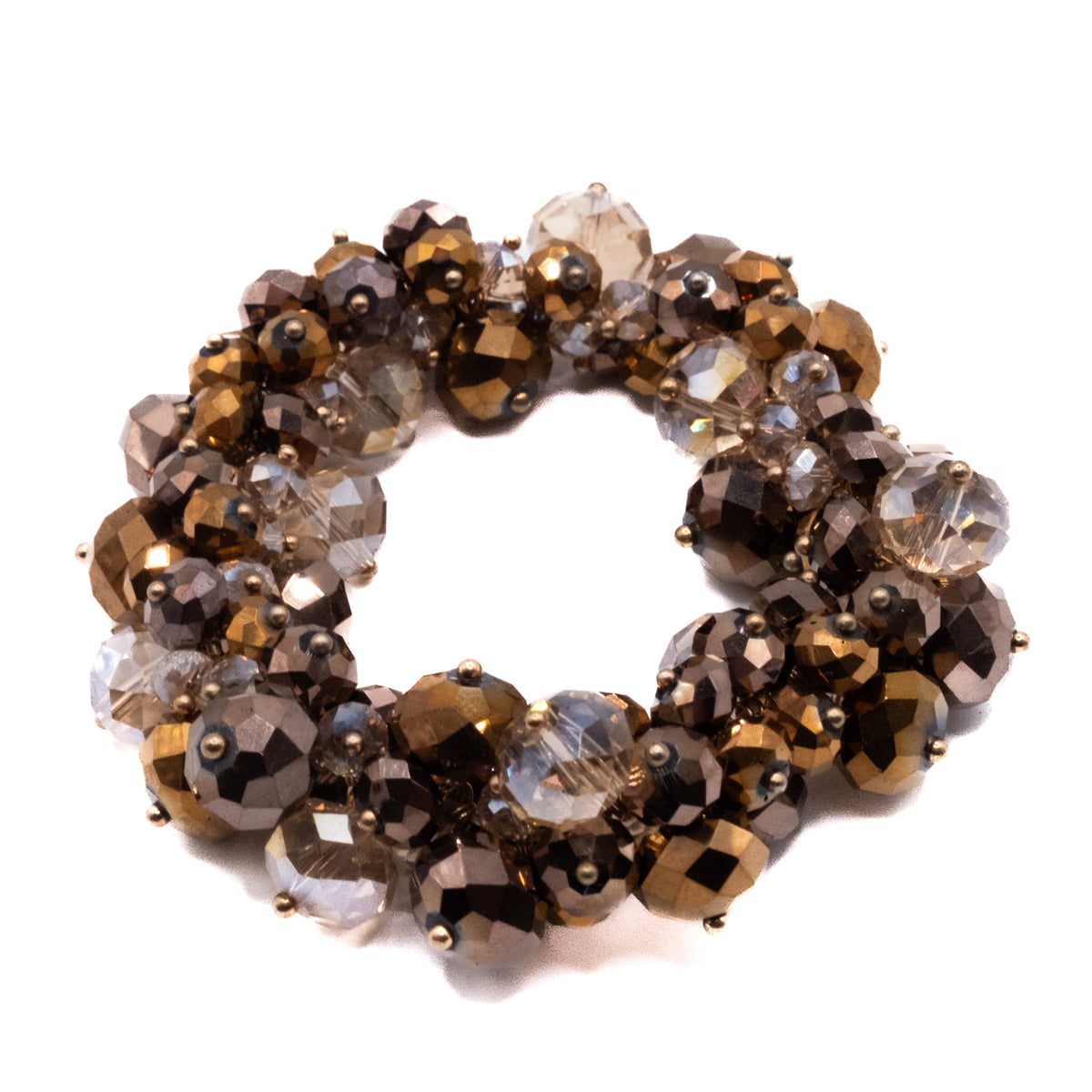 Bronze Crystal Bead Stretchy Bracelet - Malissa J