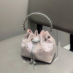Crystals Stones Bucket Bag in Pink