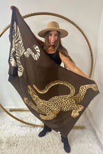 Chocolate leopard scarf