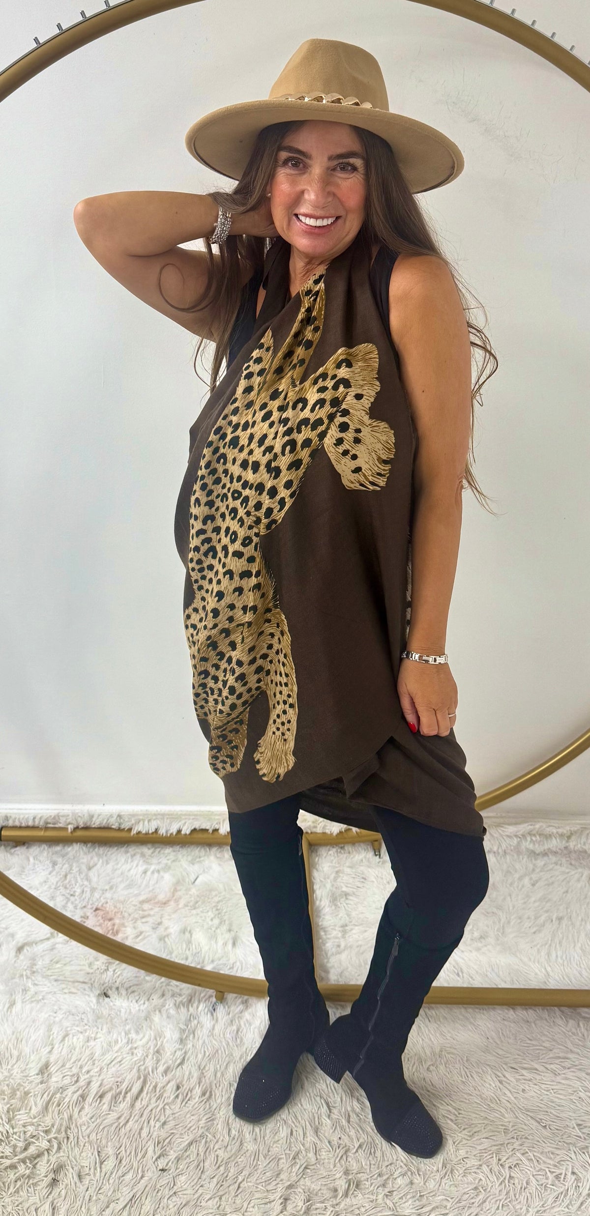 Chocolate leopard scarf