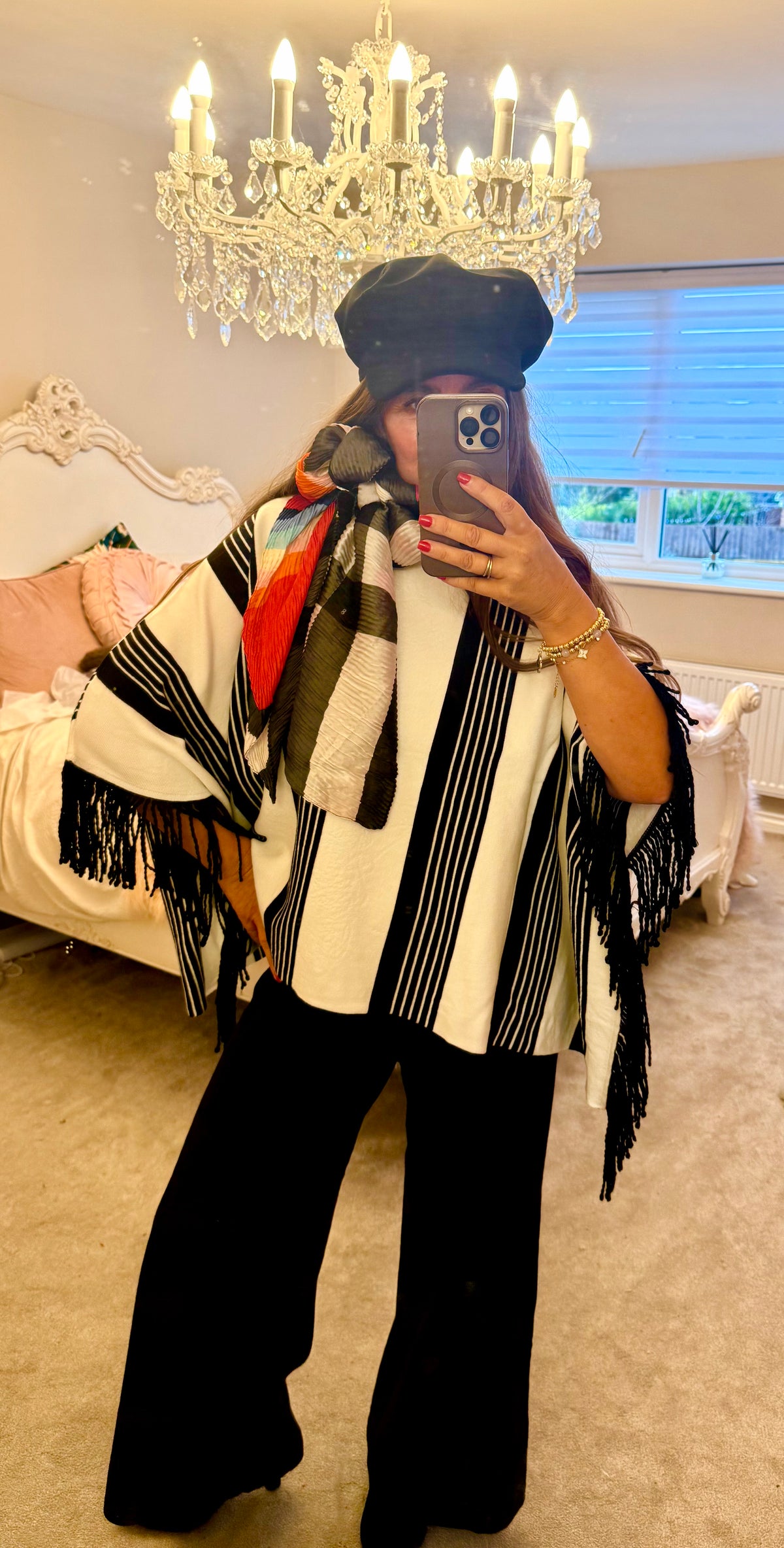 Fringe Black and white knit suit